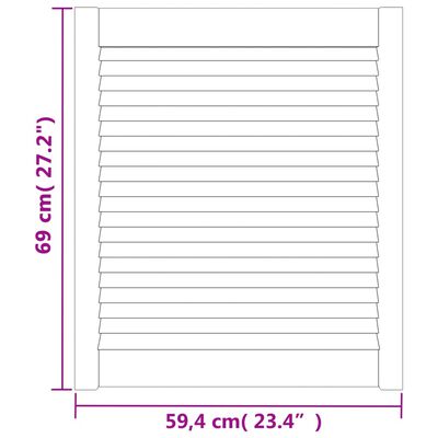 vidaXL Uși dulap design lambriu 2 buc. alb 69x59,4 cm, lemn masiv pin