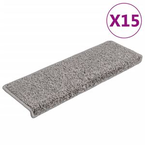 vidaXL Covorașe pentru scări, 15 buc., 65x21x4 cm, gri, cu margini dreptunghiulare