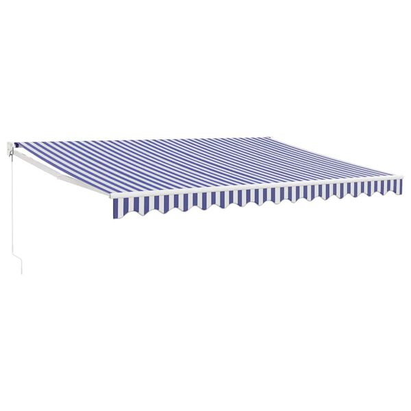vidaXL Copertină retractabilă albastru/alb, 4,5x3 m, textil/aluminiu
