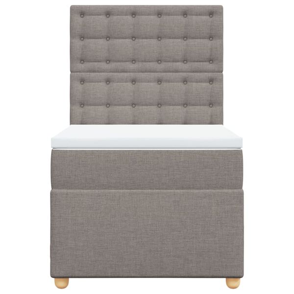 vidaXL Pat box spring cu saltea, gri taupe, 100x200 cm, textil