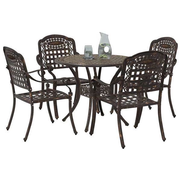 vidaXL Set de masă pentru grădină 5 pcs Bronz 90 x 90 x 75 cm