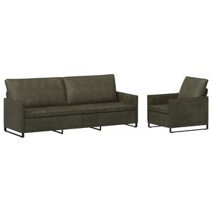 vidaXL Set de canapea 2 pcs Verde Army Material din microfibră
