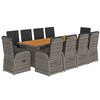 vidaXL Set mobilier de grădină cu perne, 11 piese, gri, poliratan
