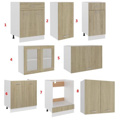vidaXL Set dulapuri bucătărie, 8 piese, stejar sonoma, lemn prelucrat