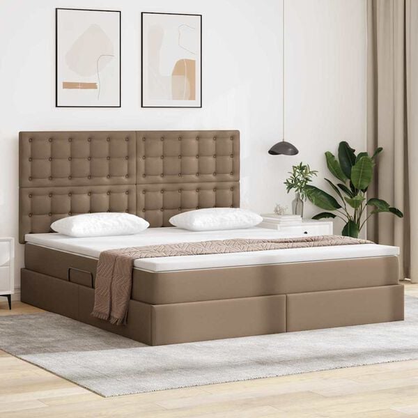 vidaXL Pat cu storage Cappuccino 180 x 200 cm Piele artificială