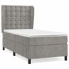 vidaXL Pat box spring cu saltea, gri deschis, 100x200 cm, catifea