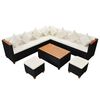 vidaXL Set mobilier de grădină cu perne, 7 piese, negru, poliratan