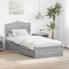 vidaXL Cadru de pat cu headboard Gri Sonoma 90 x 190 cm Lemn compozit