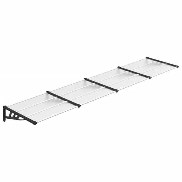 vidaXL Copertină de ușă, negru și transparent, 396x90 cm, policarbonat