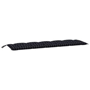 vidaXL Pernă bancă de grădină negru carouri, 180x50x7cm, textil oxford