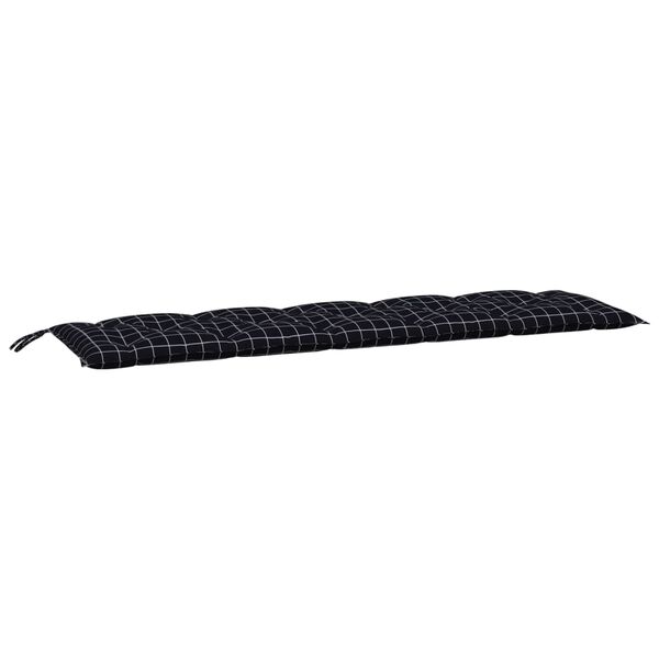 vidaXL Pernă bancă de grădină negru carouri, 180x50x7cm, textil oxford