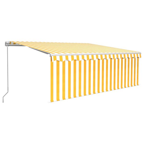 vidaXL Copertină retractabilă manual cu stor, galben&alb, 4x3 m