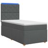 vidaXL Pat cu arcuri LED și saltea Gri &icirc;nchis 90 x 190 cm Țesătură
