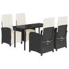 vidaXL Set mobilier de grădină cu perne, 5 piese, negru, poliratan