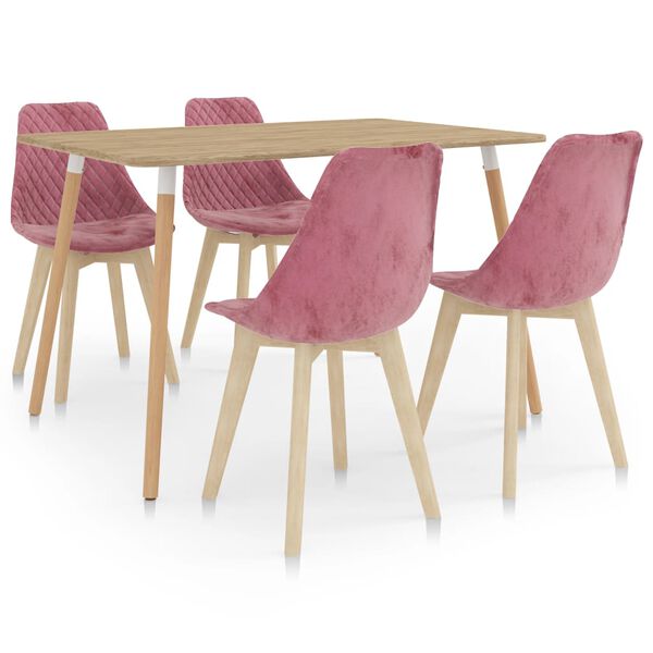 vidaXL Set de masă, 5 piese, roz