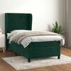 vidaXL Pat box spring cu saltea, verde &icirc;nchis, 90x200 cm, catifea