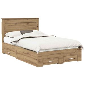 vidaXL Cadru de pat cu sertar cu headboard cu depozitare Lemn compozit