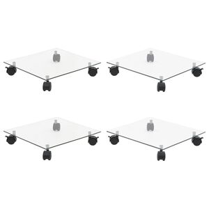 vidaXL Suport cu role de plante 4 buc 35x35cm sticlă securizată pătrat