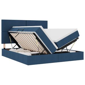 vidaXL Pat cu storage cu headboard albastru 180 x 200 cm Țesătură
