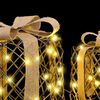 vidaXL Cutie cadou cu 60 LED 3 pcs Alb cald 20 x 20 x 20 cm Ratan