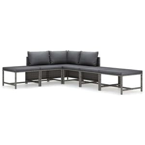 vidaXL Set mobilier de grădină cu perne, 6 piese, gri, poliratan