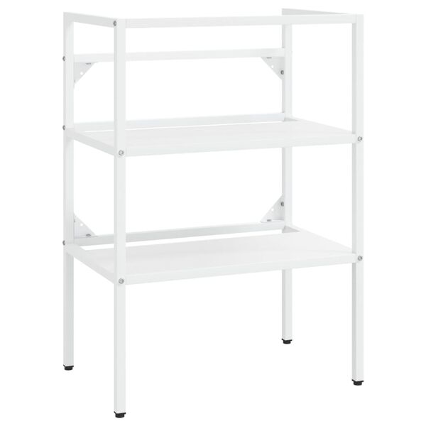 vidaXL Cadru lavoar baie cu chiuvetă încorporată, alb, fier