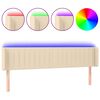 vidaXL Tăblie de pat cu LED, crem, 203x16x78/88 cm, textil