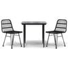 vidaXL Set mobilier de grădină, 3 piese, negru, poliratan