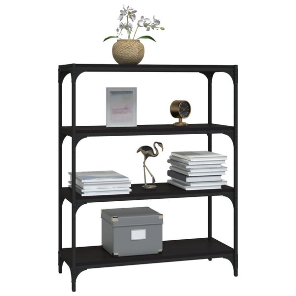 vidaXL Bibliotecă, negru, 80x33x100 cm, lemn prelucrat și oțel