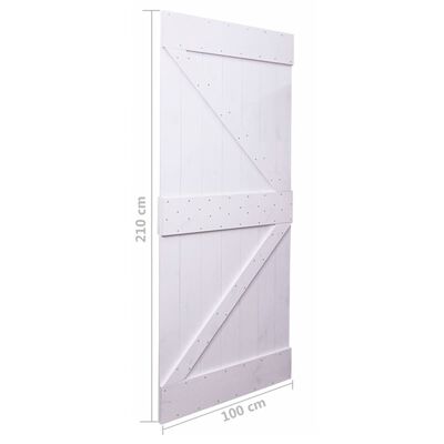 vidaXL Ușă glisantă + set feronerie,alb, 100x210 cm, lemn masiv de pin