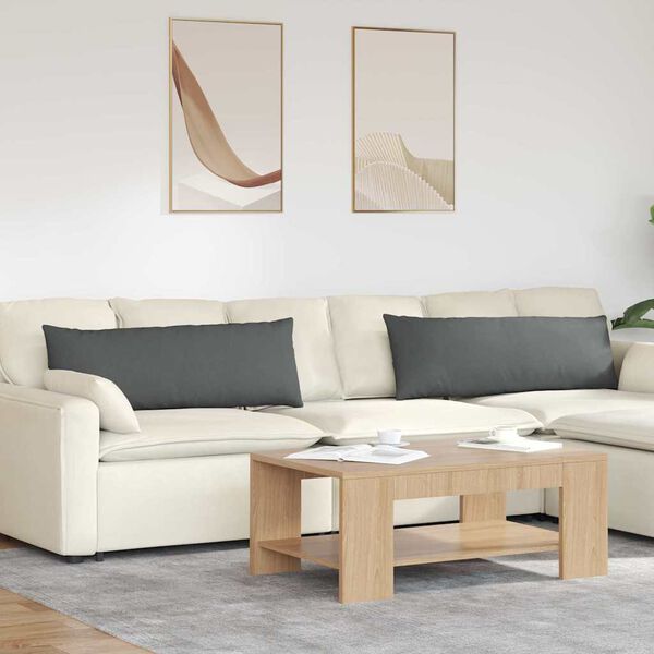 vidaXL Perne pentru canapea 2 pcs Gri &icirc;nchis 120 x 40 cm țesătură
