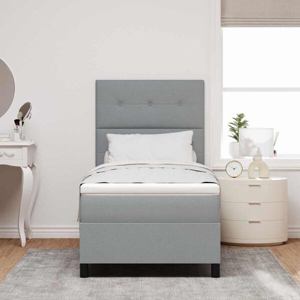 vidaXL Pat cu arcuri cu saltea Gri deschis 80 x 200 cm țesătură