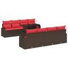 vidaXL Set de canapele pentru grădină cu pernă 9 pcs Maro Poli Rattan