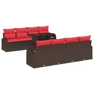 vidaXL Set de canapele pentru grădină 9 buc. Maro Poli Rattan