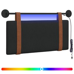 vidaXL Tăblie de pat suspendată Cu lumină LED Negru PU antic