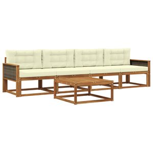 vidaXL Set de canapele de exterior cu pernă 5 pcs Natural și Crem