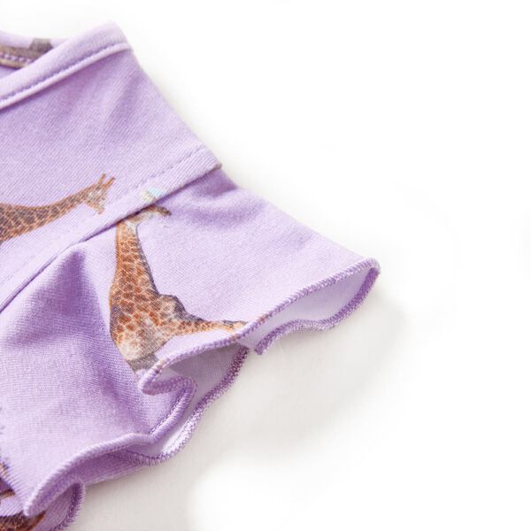 Rochie de copii, m&acirc;neci cu volane șnur talie, lila 104