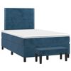 vidaXL Pat box spring cu saltea, albastru &icirc;nchis, 120x190 cm, catifea