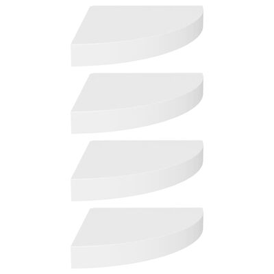 vidaXL Rafturi colțar de perete, 4 buc., alb, 25 x 25 x 3,8 cm, MDF
