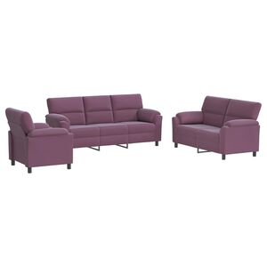 vidaXL Set de canapea 3 pcs Violet Catifea