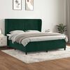 vidaXL Pat box spring cu saltea, verde &icirc;nchis, 160x200 cm, catifea
