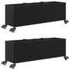 vidaXL Jardiniere grădină cu roți 2 buc. negru 107x32x38 cm poliratan