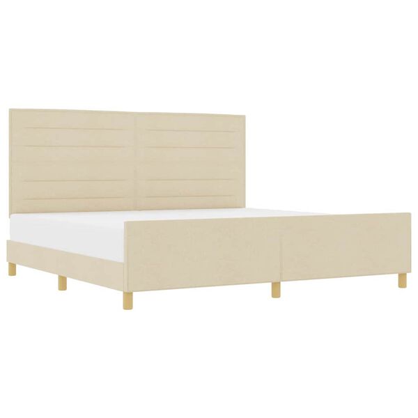 vidaXL Cadru de pat cu headboard Crem 200 x 200 cm țesătură