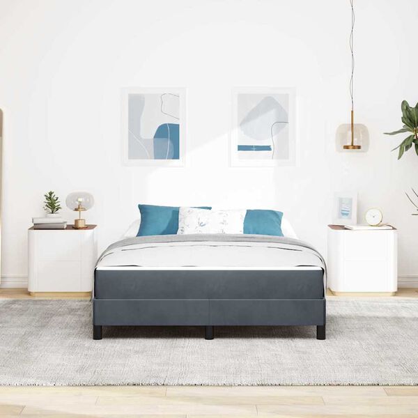 vidaXL Pat cu arcuri cu saltea Gri &icirc;nchis 140 x 220 cm țesătură