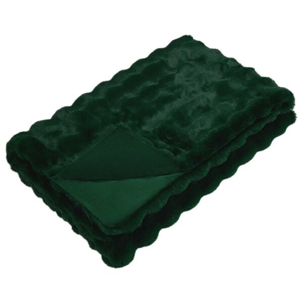 vidaXL Pătură din Blană sintetică de Iepure Verde închis 130 x 150 cm