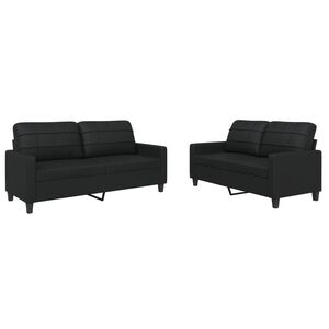 vidaXL Set de canapele cu perne, 2 piese, negru, piele ecologică