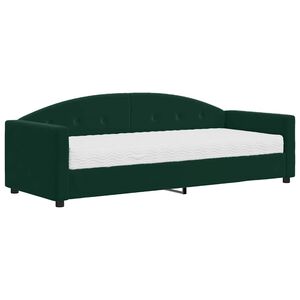 vidaXL Pat de zi cu saltea, verde &icirc;nchis, 80x200 cm, catifea
