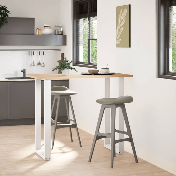 vidaXL Picioare de masă de bar în formă de U, 2 buc., alb, 60 x (110-111) cm, oțel