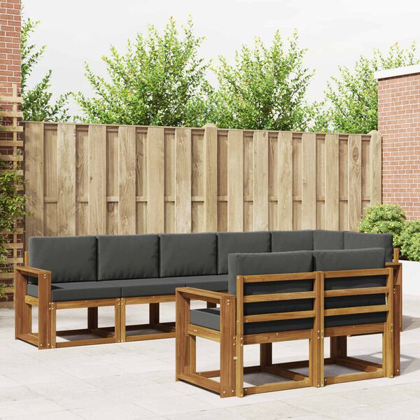 vidaXL Set de canapele de exterior cu pernă 8 pcs Natural și Antracit