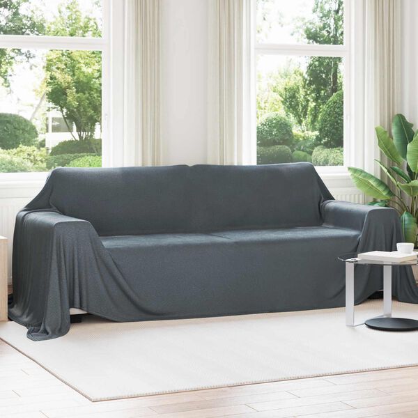 vidaXL Pătura de aruncat Gri &icirc;nchis 350 x 270 cm Molton